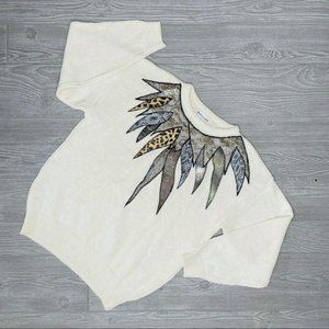 Vintage knit Hana lee sweater “ feather “ moira rose retro 80s shirt med